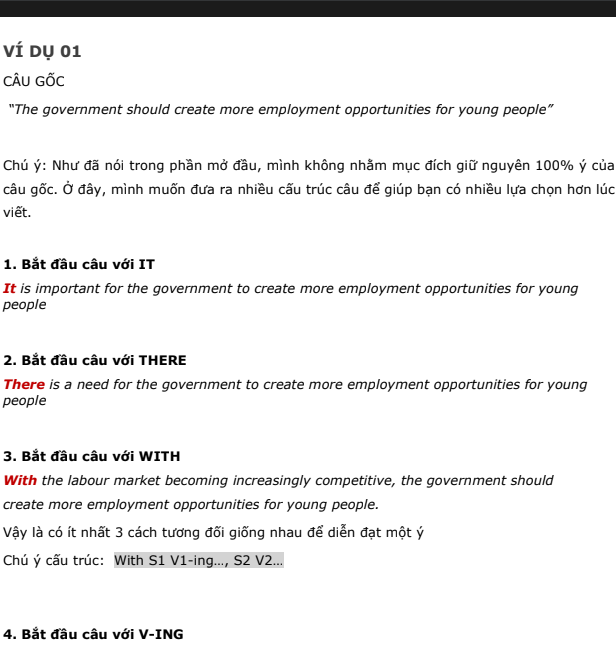 Hướng dẫn viết câu trong IELTS Writing — trang nội dung