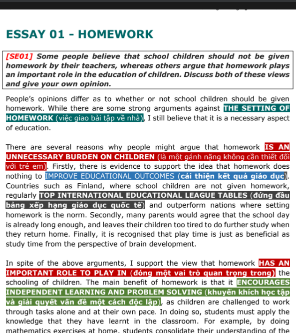 Highlight Academic Phrases in Examiners' Essays — trang nội dung